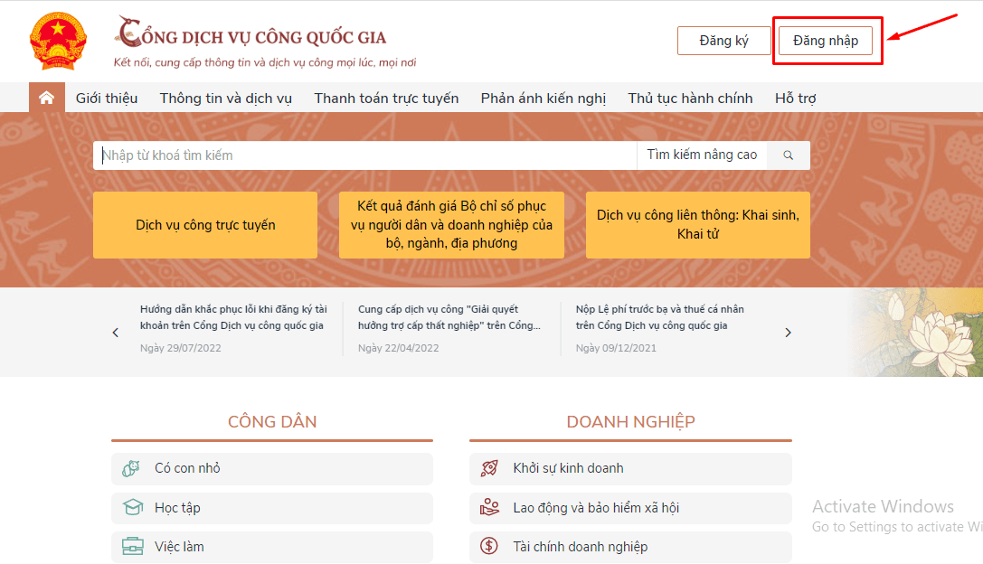 Cách đăng ký chữ điện tử trên dịch vụ công