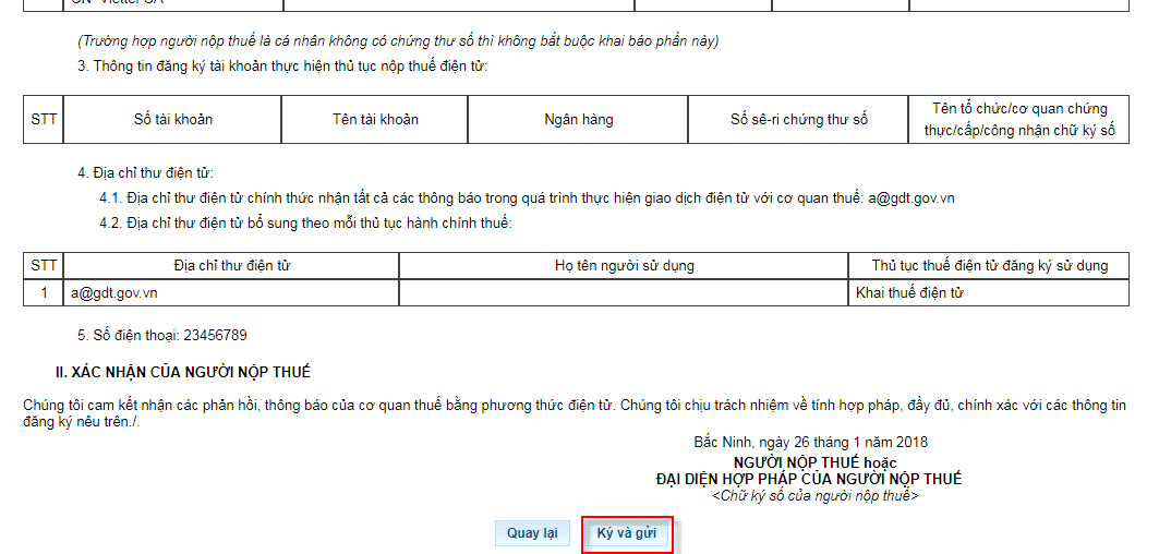 Đăng ký chứng thư số với cơ quan thuế
